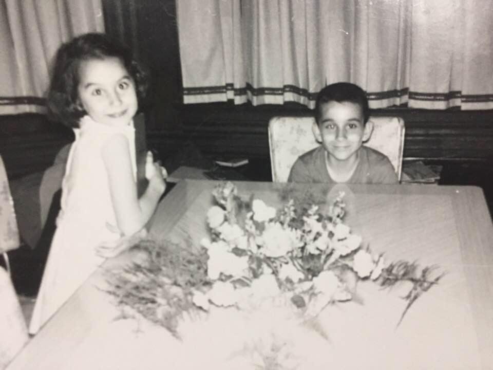 1960 California. Mom always made these elegant flower centerpieces. Ernie and I hanging out!
