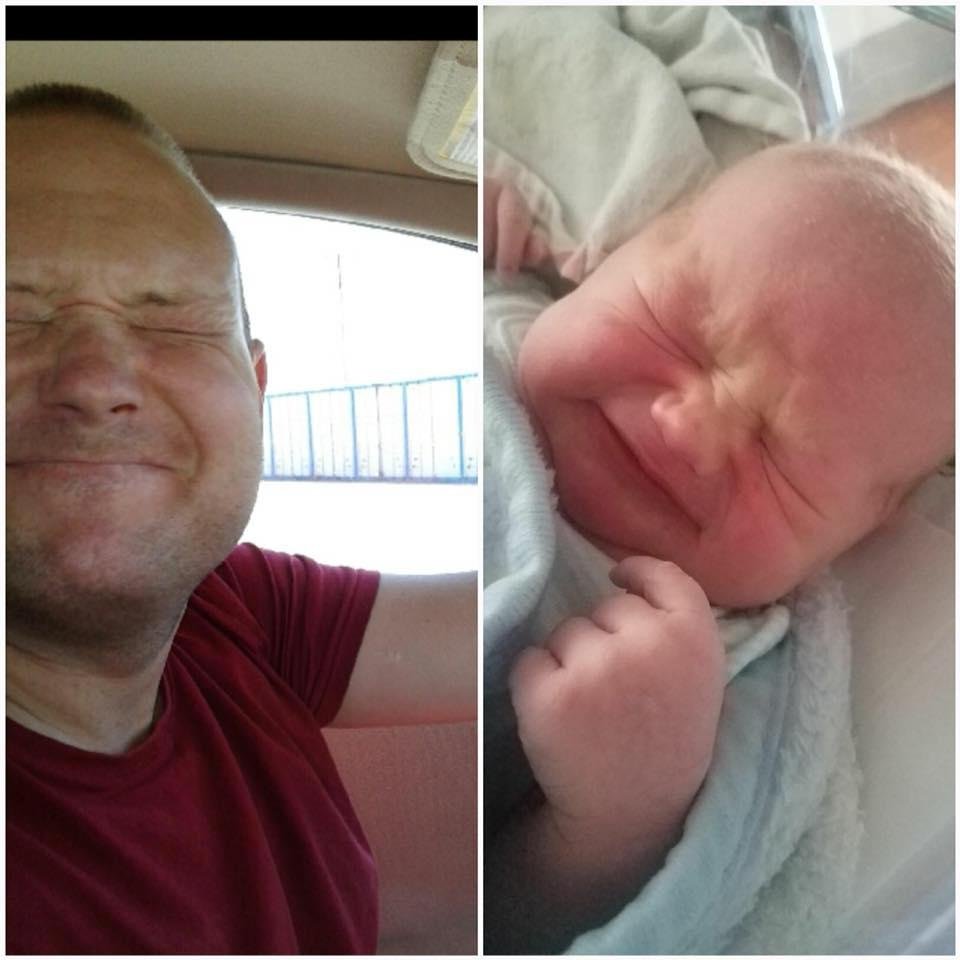 Daddy and baby. Lol...
I told him to quit pinching her. Lol..