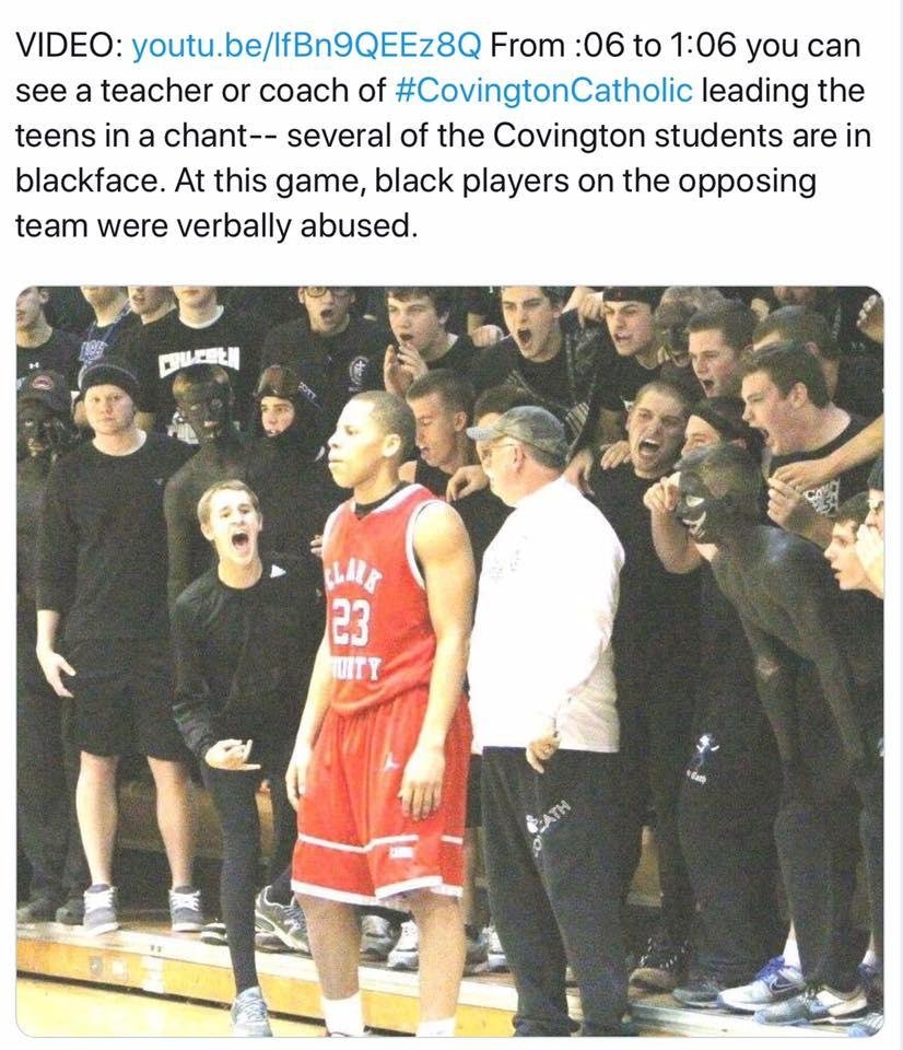 Christian school????
This is a racists school! 100% white students! Black face is racist pure and simple! Where is the trump flag at?? What Are they teaching students at this catholic school? White supremacy & white power!