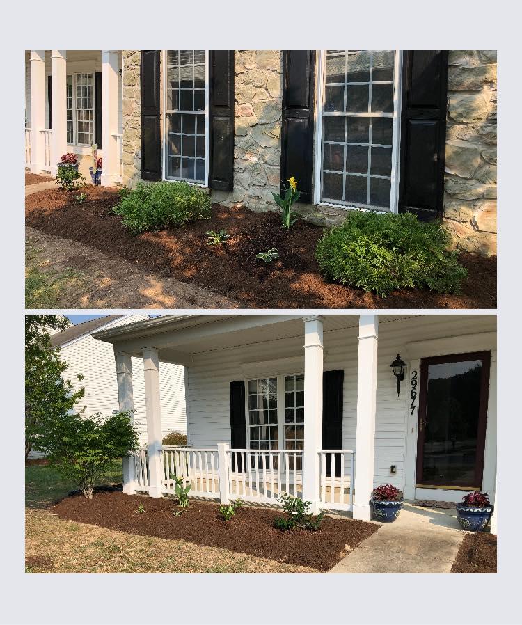 My new beautiful front yard!  Thanks so much to my wonderful landscapers and laborers:  Beth Blackwell Leonard Eric Blackwell and Matt Blackwell.  great job🌺❤️🌸