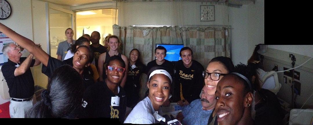 LBSU women's basketball team showed up to surprise Bruce DD MacRae