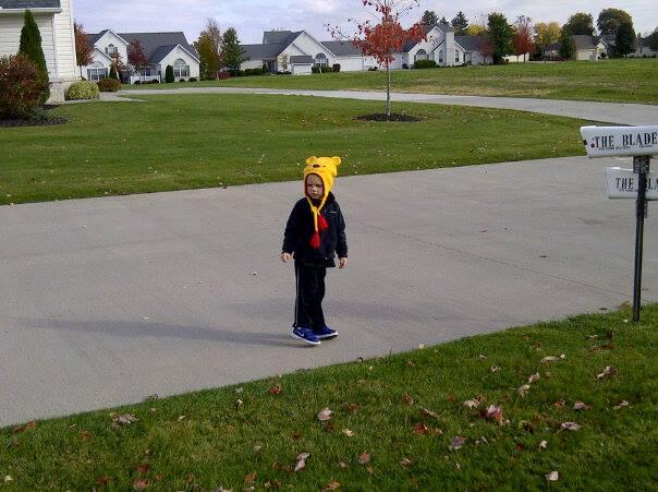 Josh and I were out playing soccer and he can't find the ball he said I kicked it to hard