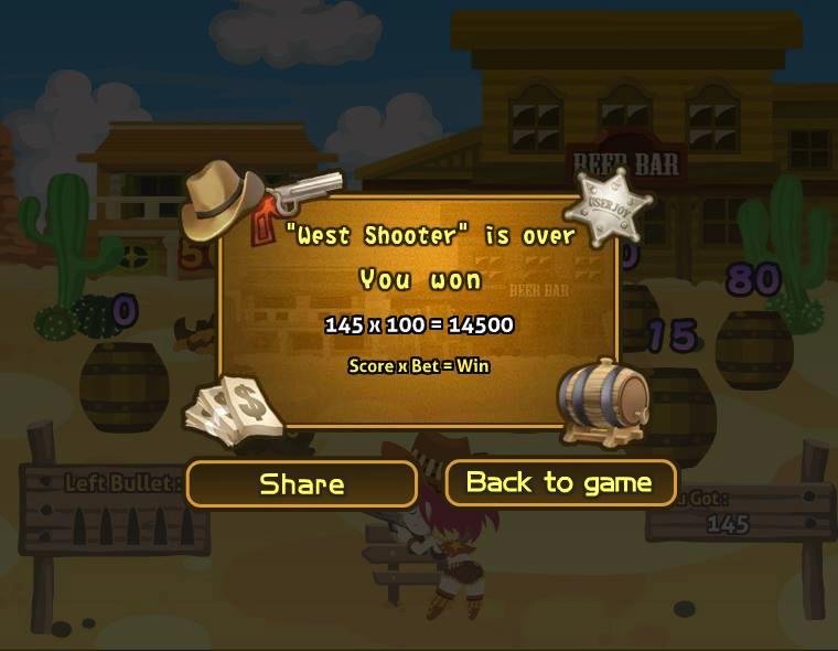 Roger August played the "West Shooter" Bonus and won 14,500 coins in Let's Vegas! Come to join now!