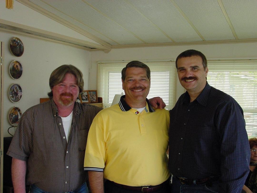 Three boys I raised for 10 years while married to their mother. They were really great kids. The youngest Joe on the left passed away recently .Lin is oldest on right and Mac is in the middle.