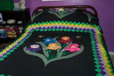This is quilt Bill's mom made; all done by hand no machine work