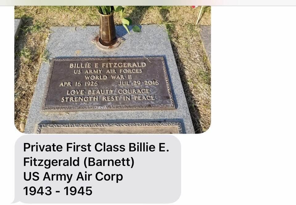 A tribute to Billie Evelyn Barnett and all the other WOMEN who served so bravely!!