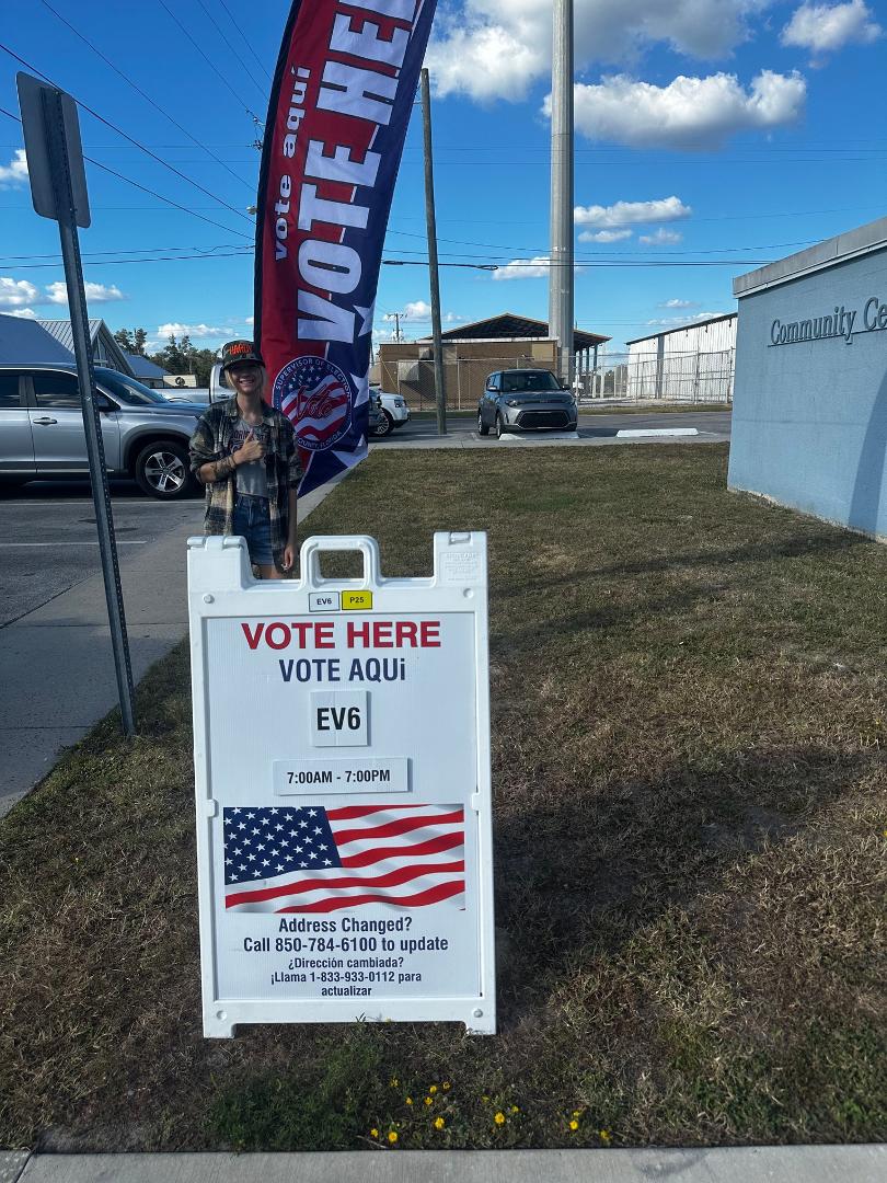 Proud that she voted in her first presidential election. Sam Bungay