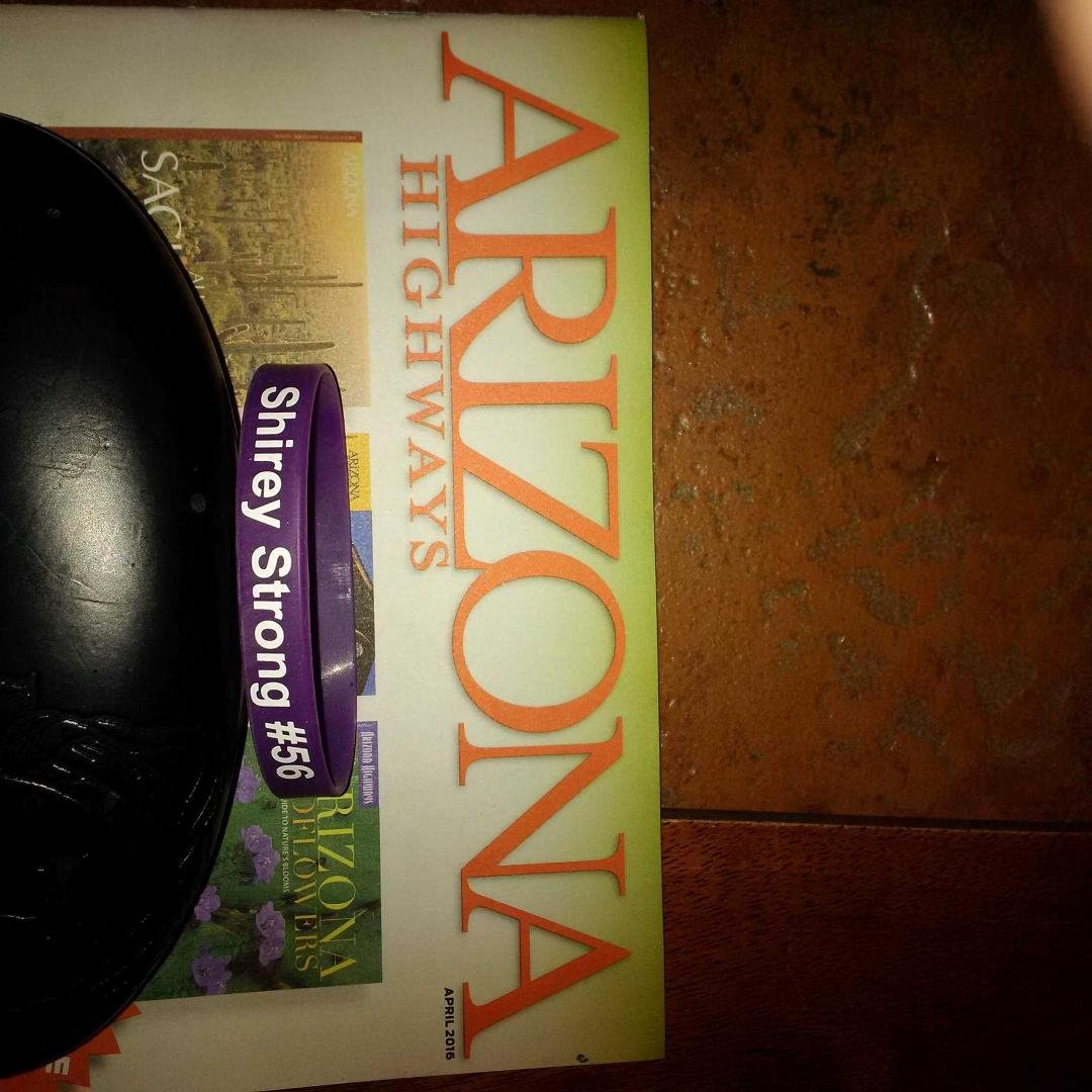Hey there young lady. The wrist band made the trip to AZ. Hoping the best!