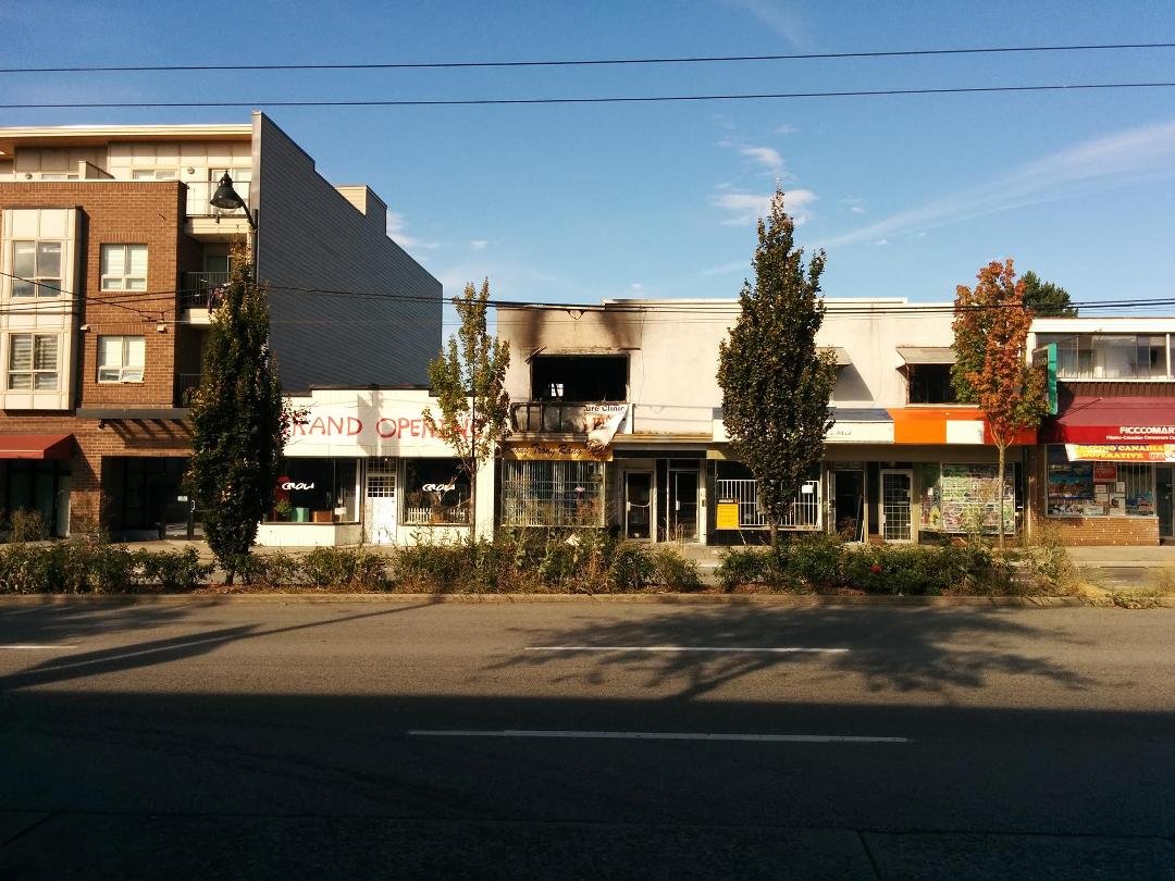 Came home from work and saw  a neighbouring building went up in flames.
