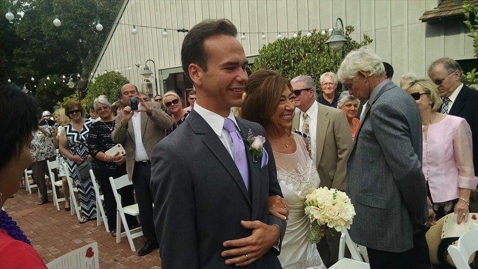 More pix from today's wedding. Jeanne's son, David Von Gunten escorting her down the aisle.