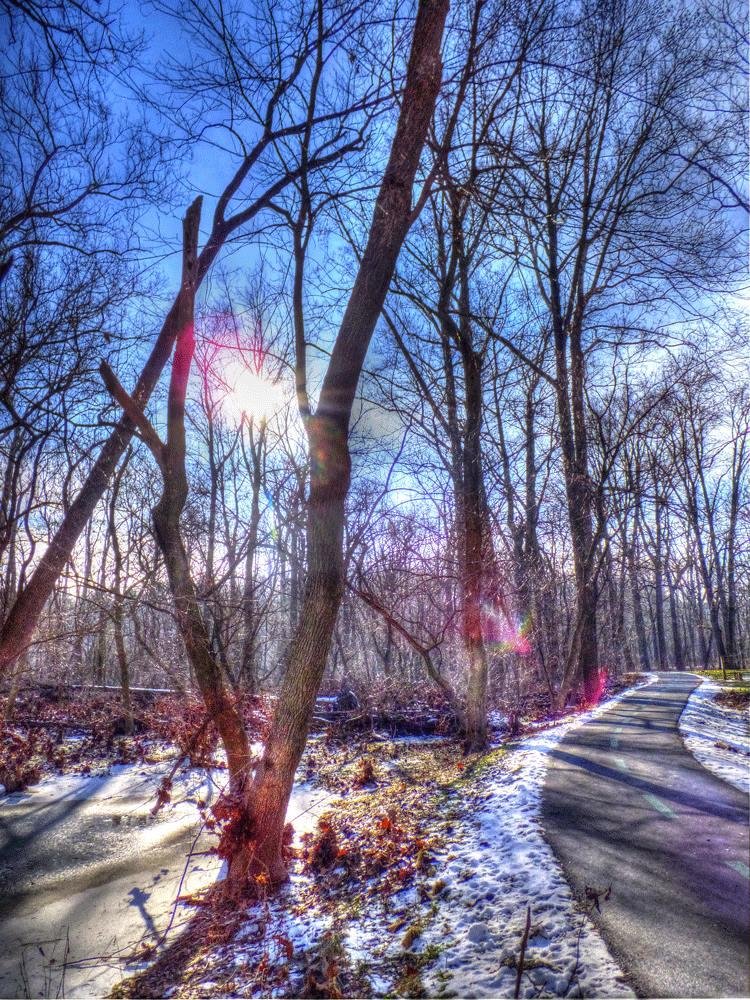 Walking with son Spencer in the Rocky River Reservation.