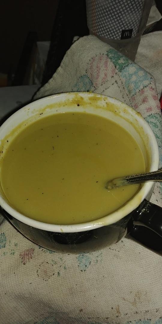 Eating green pea soup hope it stays down. 😕