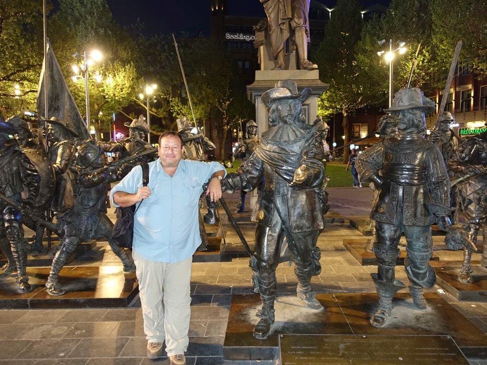 Rembrandt Night Watch Painting Statutes, Amsterdam, Holland.