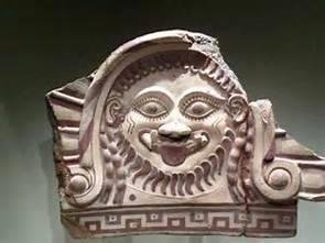 Word: Antifix (or Antefix)
Source: Illustrated Dictionary of Architecture/ the freedictionary.com
Definition: "A decorated upright slab used in classical architecture and other derivatives to close or conceal the open end o