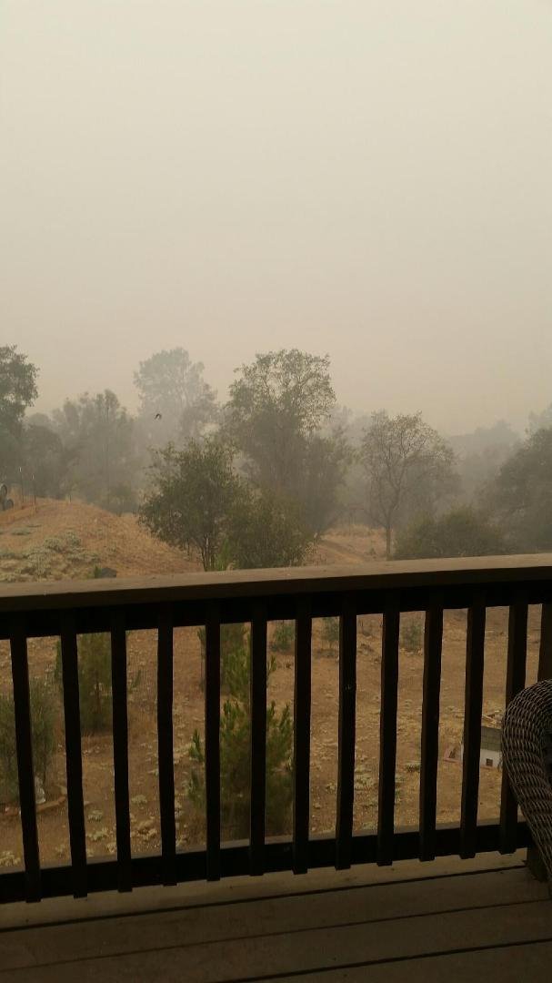 Finally found a practical use for my COVID mask, this is the smoke outside my front door.