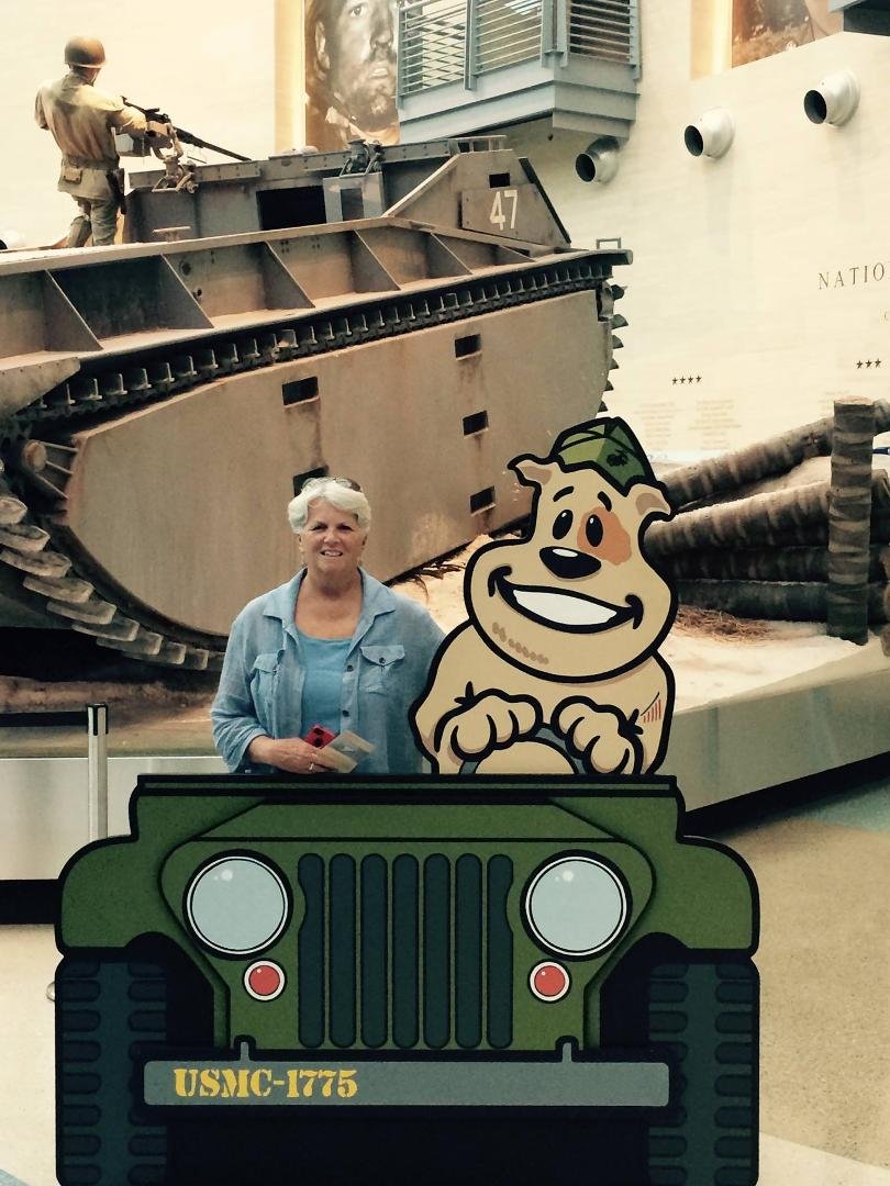 Lyn enjoying the props at the National Marine Corps Museum.