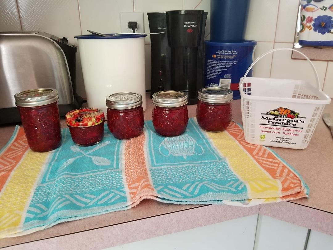 Made homemade Jam today strawberry raspberry