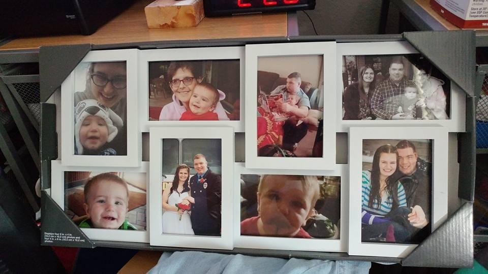 Here's a picture of my best & most precious gift I received for Christmas. It was a collage picture frame with all of OUR PICS in it.....me, my Son Aaron, his Wife Sabrina, and their Son....my GRANDSON, (who knows me as GR