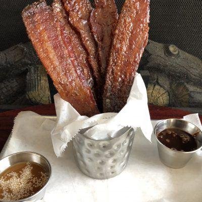 The Radius also has this bacon menu offering served with melted chocolate and salted caramel for dipping: