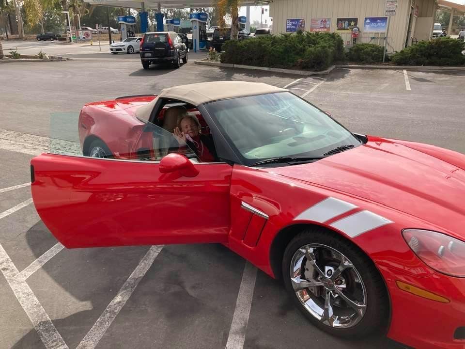 Taking mom for a ride on her 99 th birthday. She fell asleep after about 100 yards.