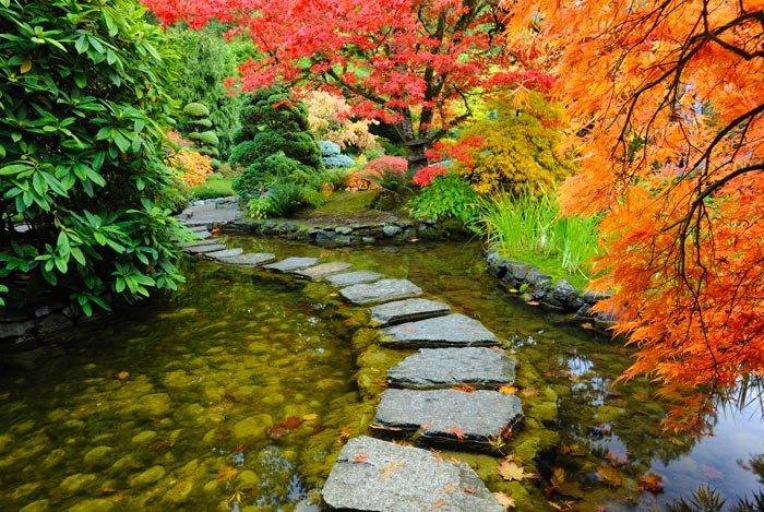 "Step into Autumn" puzzle, from https://puzzledhearts.com/ph?pid=pond_and_path
