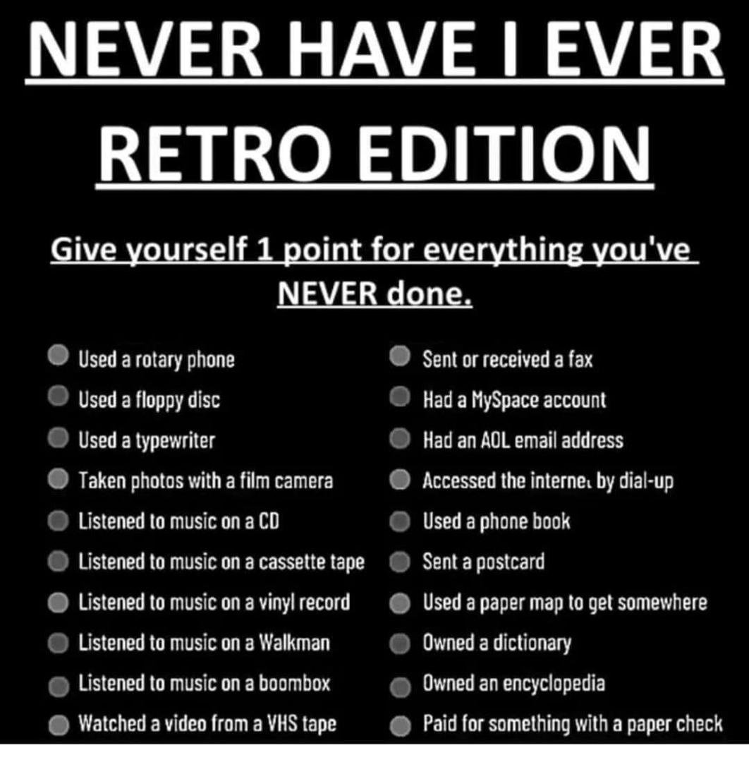 Most of my friends will score zero, like I did...lol...now go get some Tylenol for the pain!