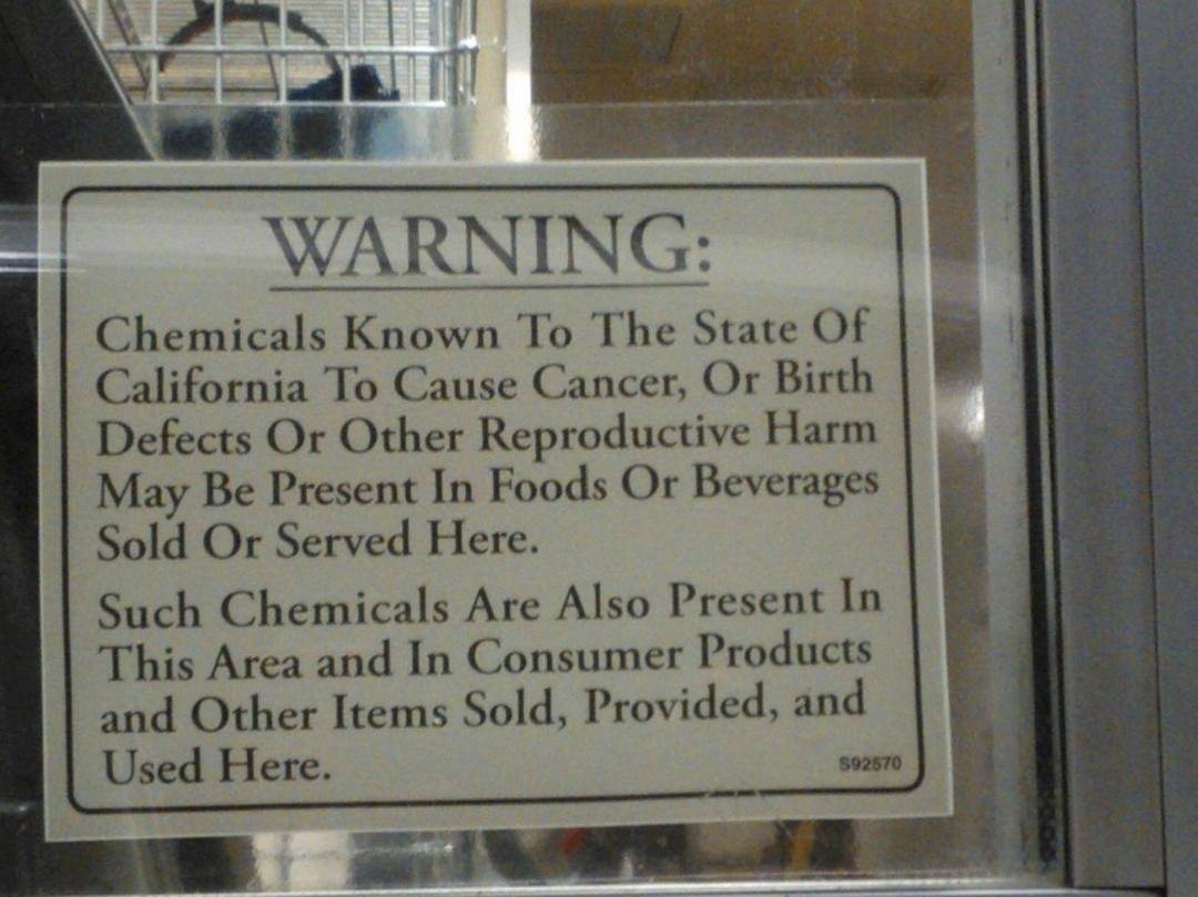 My sister found this sign posted at McDonald's that are attached to gasoline stations in California.