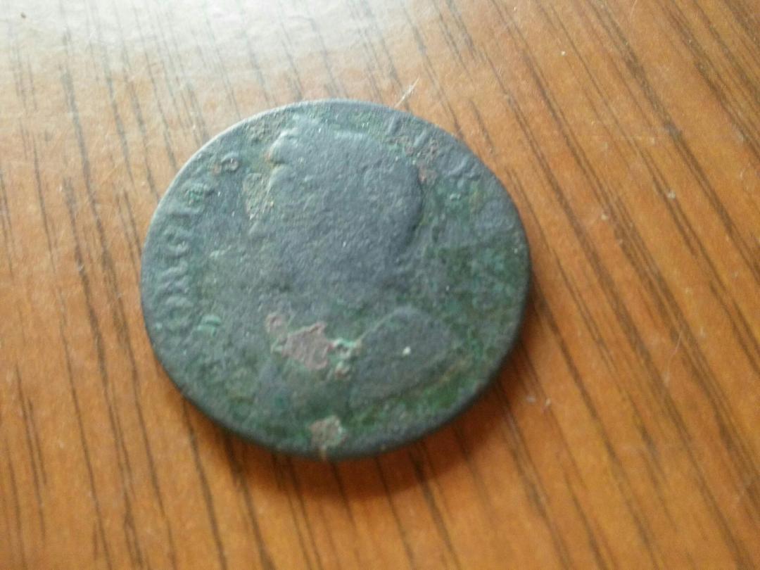 1734 British half pence.