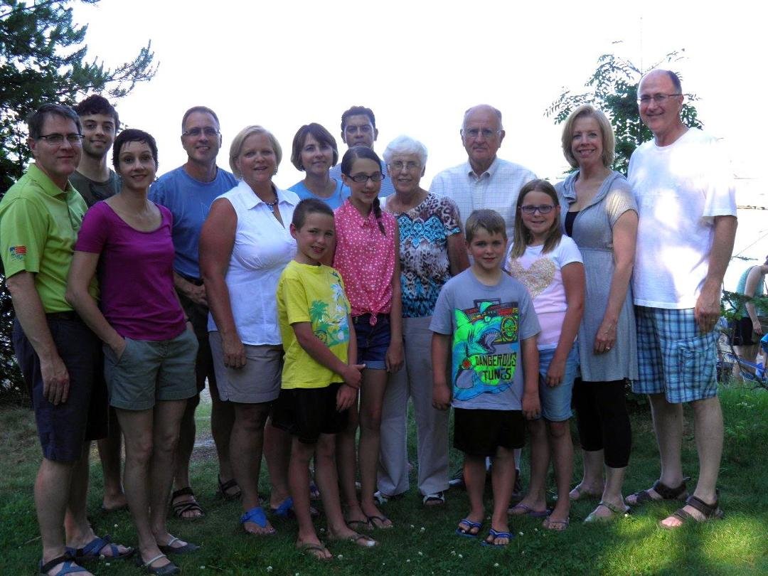 Our family at a wonderful reunion at Priest Lake. Joe, Layle - John, Mary, Patrick, Hannah, Samuel, and Maggie. Katherine, Fred and son Nathaniel on the right. Walt and I, & Walt Jr. and Karen.