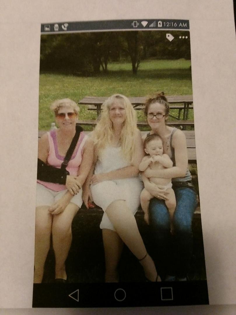My daughter Jennifer Reigle and my granddaughter Stephanie Willingham and great grandson aedan and myself.