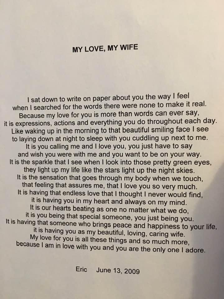 My sweet man wrote this for me ❤️❤️❤️❤️ 😁