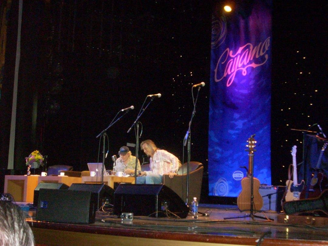 Buddy Miller and Jim Lauderdale doing their Buddy & Jim show for Sirius XM Radio from the Starlight Theater on the Norwegian Pearl during Cayamo 2013.