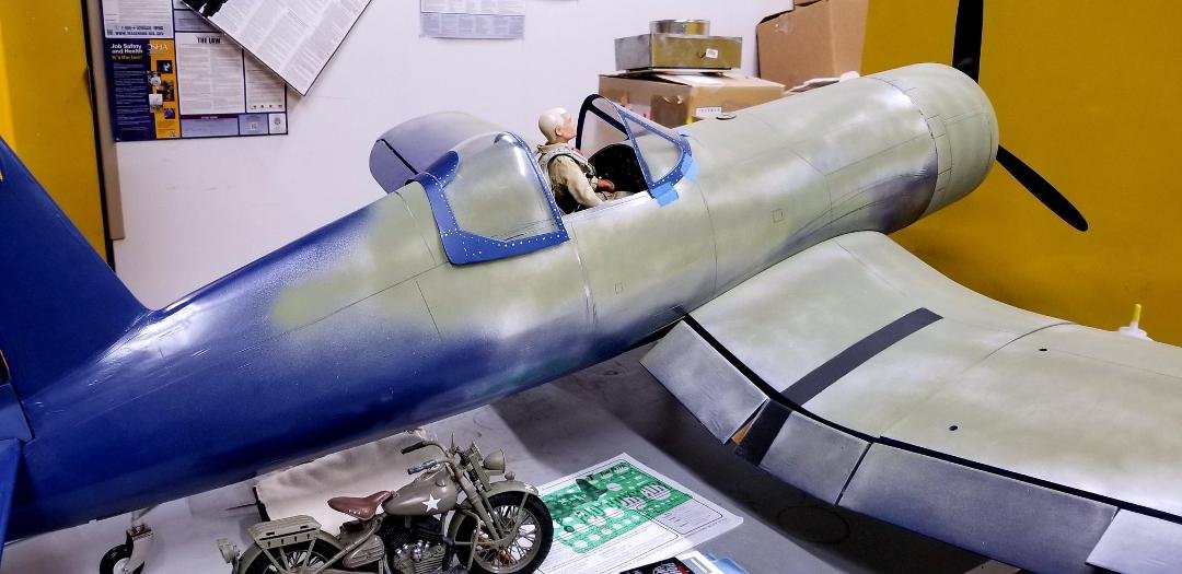 Since I'm laid up working on F4U and it should be ready bu the time I can use both hands again. built up a 1/5 scale 45' HD to go with it. Retracts in and working on gear doors to sequence them to the wheels.