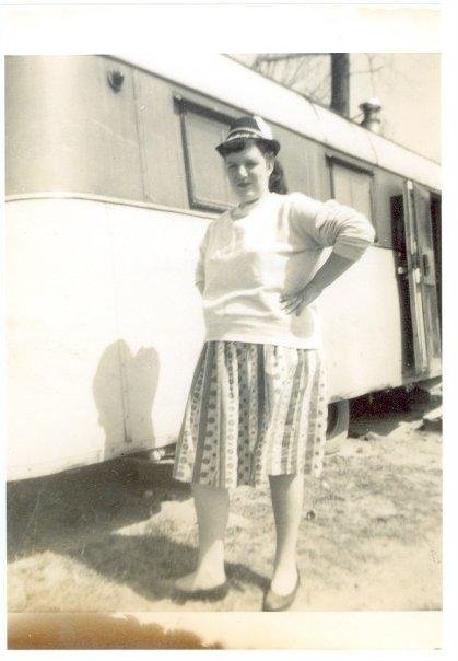 My mom with the fancy hat.