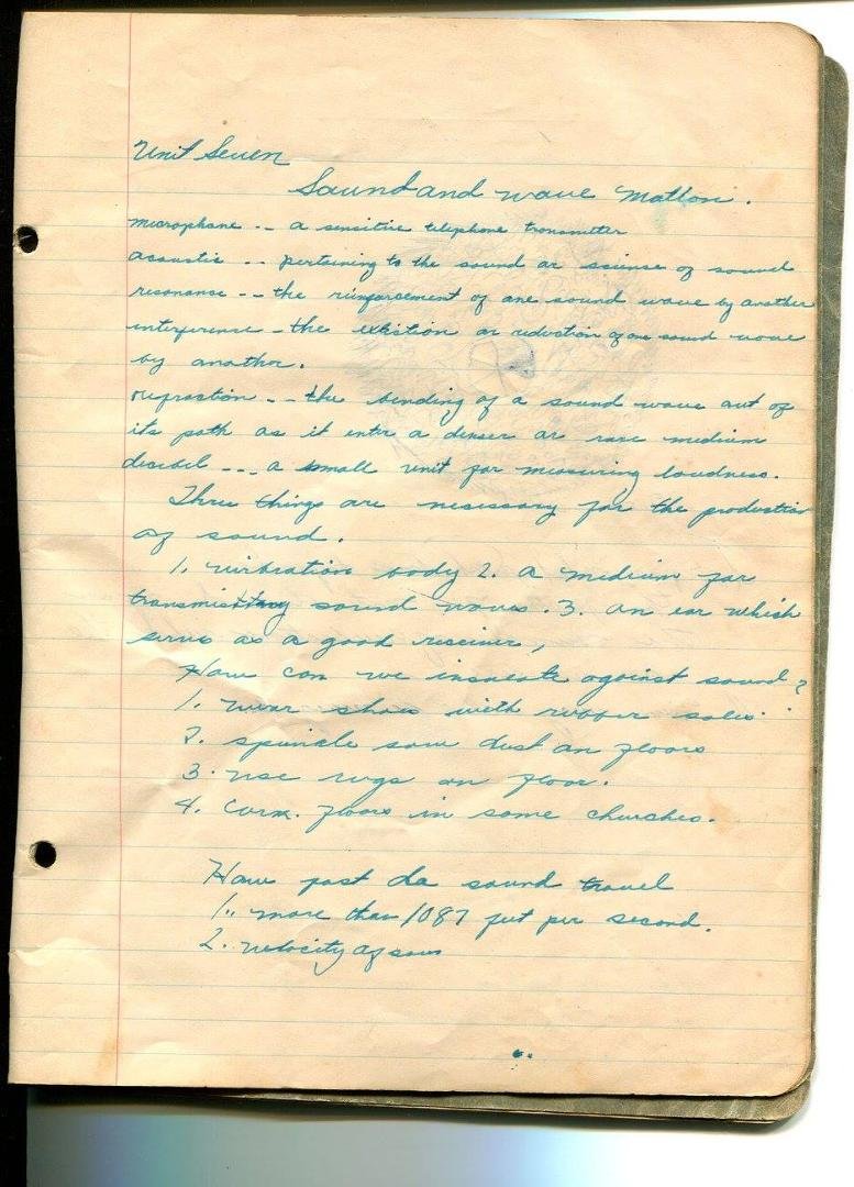Robin Bradwell's album, Mom's 11th grade Physics Notes circa 1950