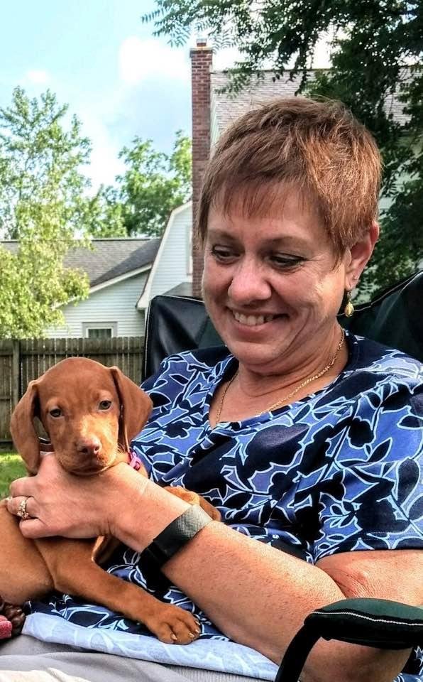 Got to meet my new grand dog, Rosie. She is just beautiful and very soft. Sharp little puppy teeth though. I was reminded of a moment from our past. The day we brought our Weste home, I took her next door to meet the