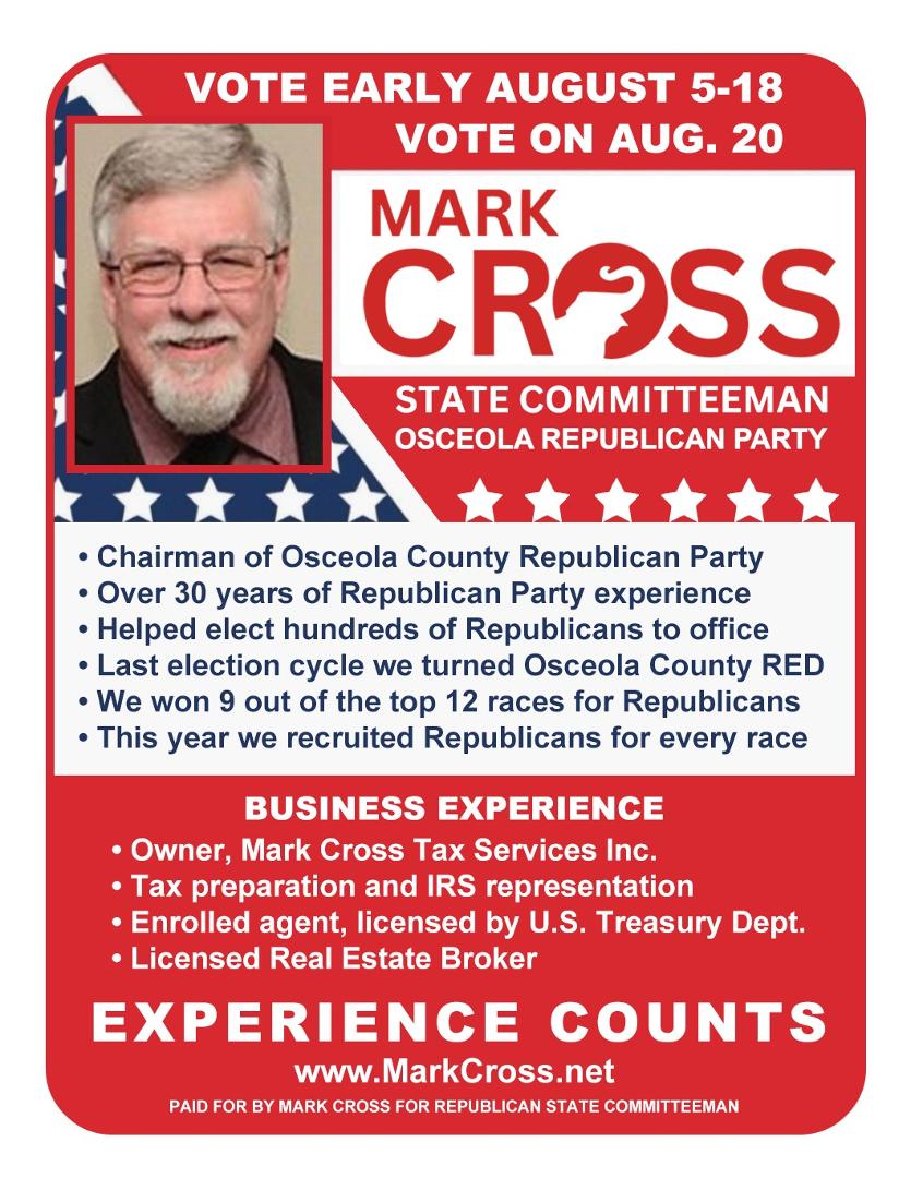 Vote Mark Cross for State Committeeman! Thanks.