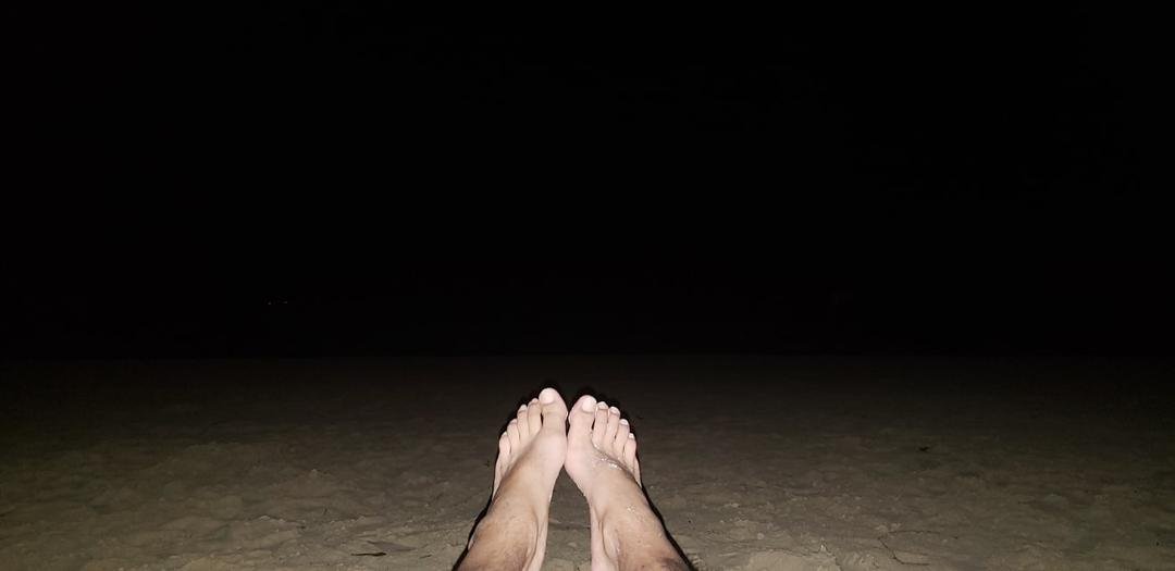 True relaxation. Pitch black on the beach