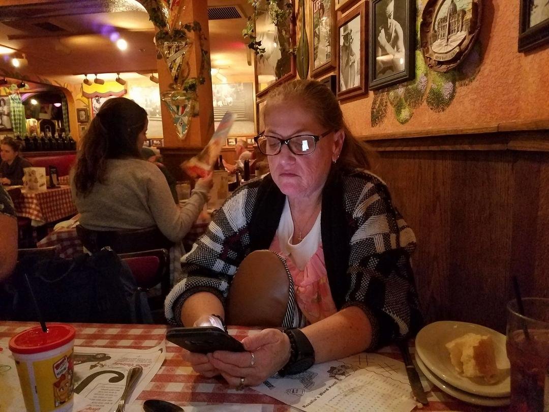 Deborah enjoying her on her birthday at Buca.