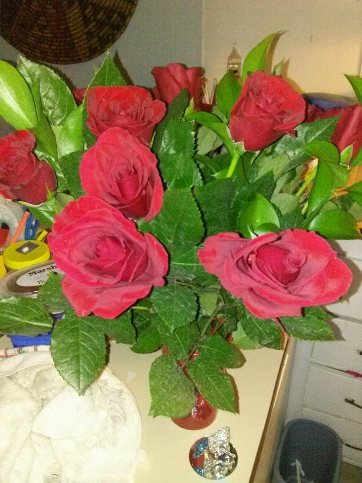 My pretty roses from mom and the kids.