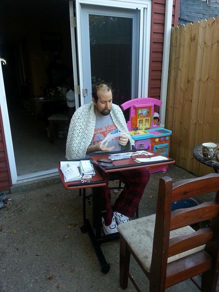 Sean Kehoe outside paying his bills. He felt good to go out. One week before he passed. He had his mind.