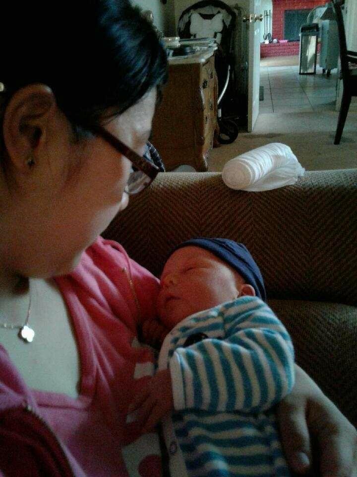 With Mom.