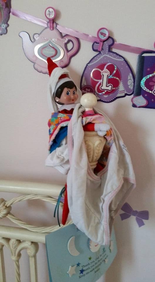 Sparkle got into Lily's underwear drawer. Naughty Elf! ;)