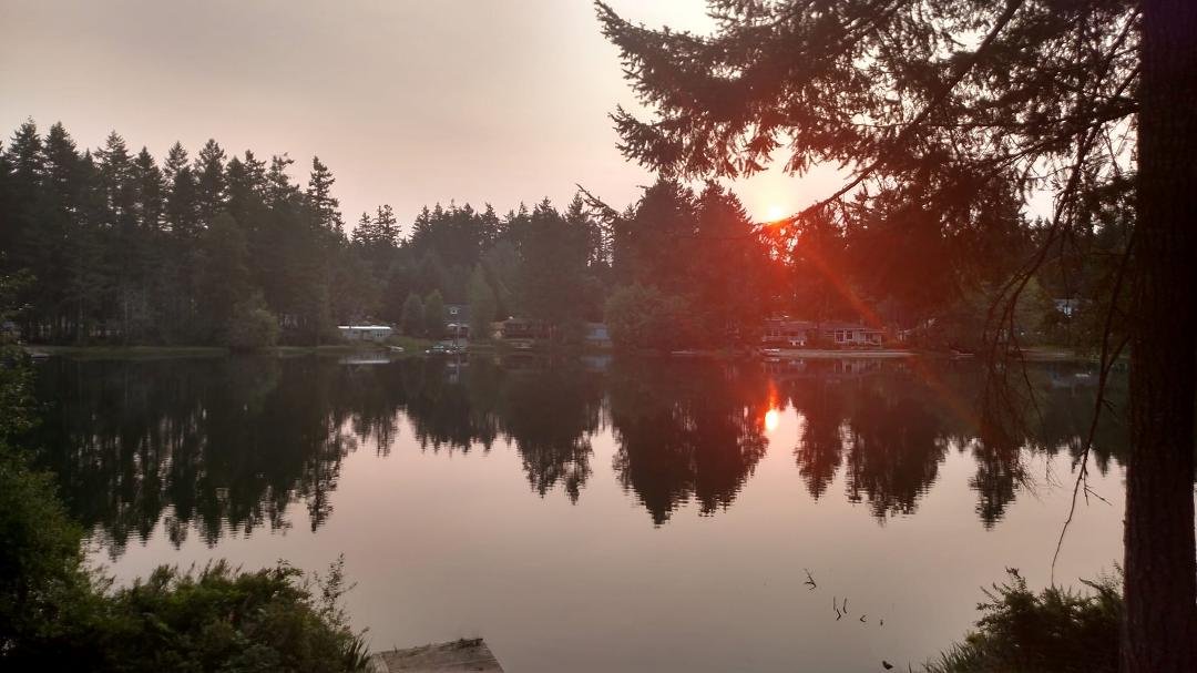 This mornings sunrise. The haze from the fires make for an interesting color.