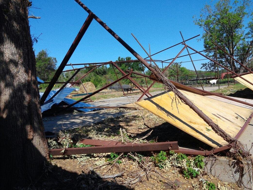 The Rio Vista tornado tore up my new barn (not quite finished.) It jumped over my house, just like I prayed when I heard it. It knocked out 2 flood lights, threw the grill across the yard, and I never found any damage to ho