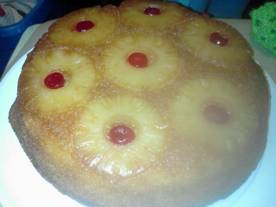 First night home. me and my granddaughter made pineapple upside down cake