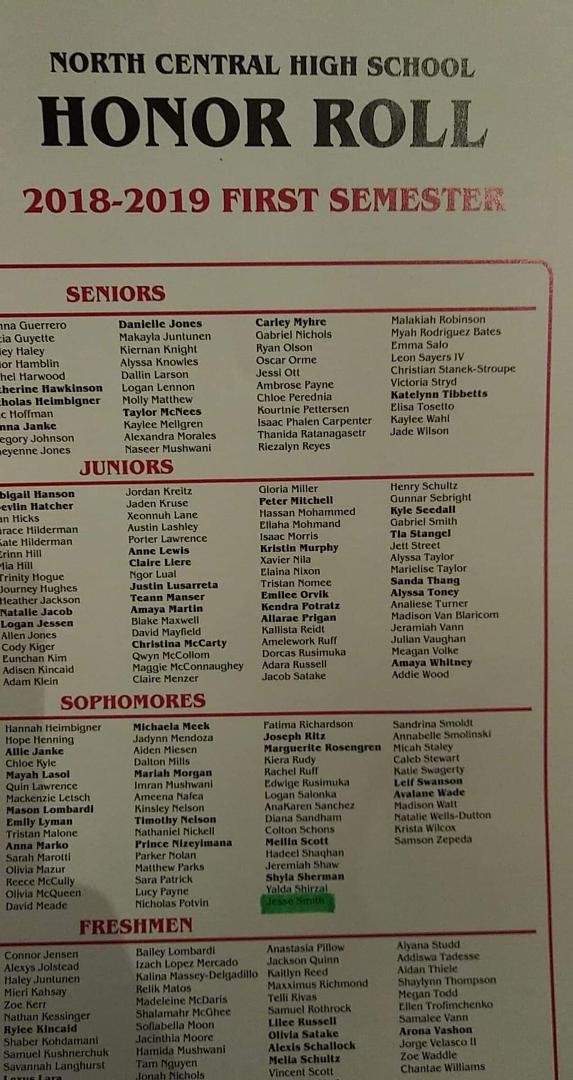 I am so proud my son Jesse. He made Honor roll