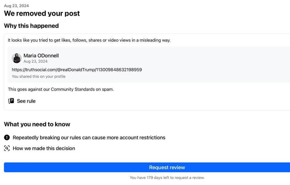 Everytime I post something good about the REAL President Trump I get this crap from the Woke Communist Liberal Factfinders POS Where is The First Amendment