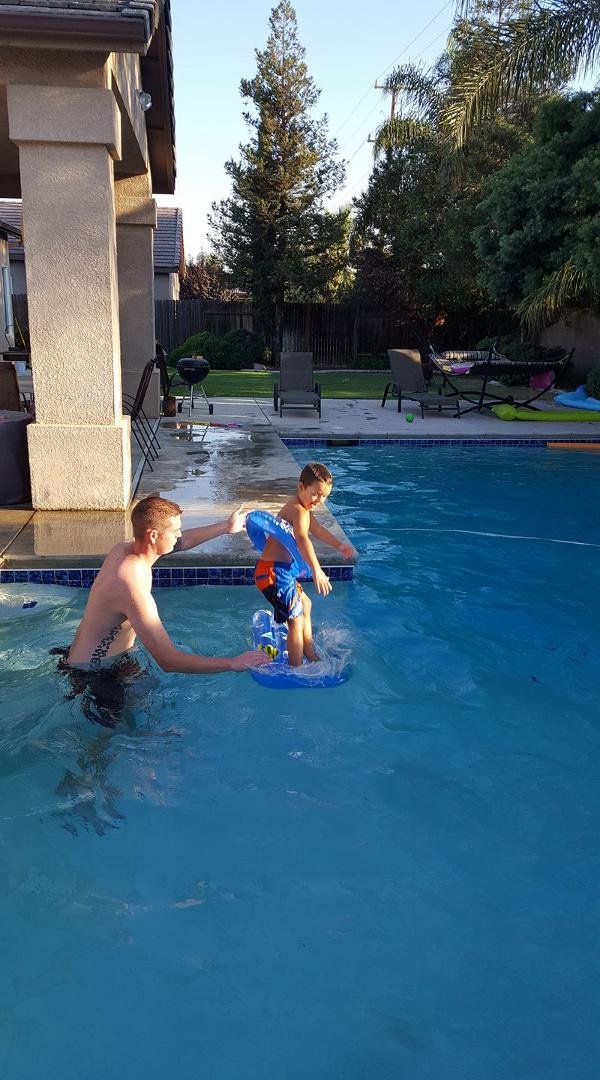 Having fun in the pool!