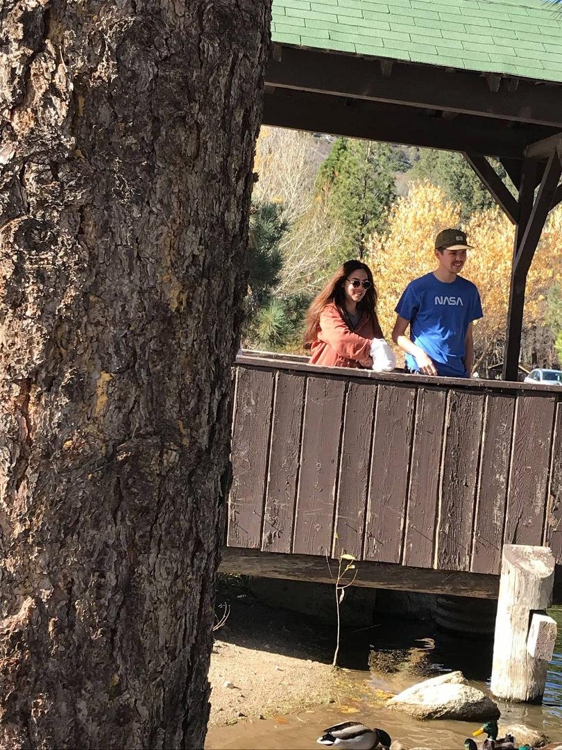 Rory and Michaela feeding the ducks.